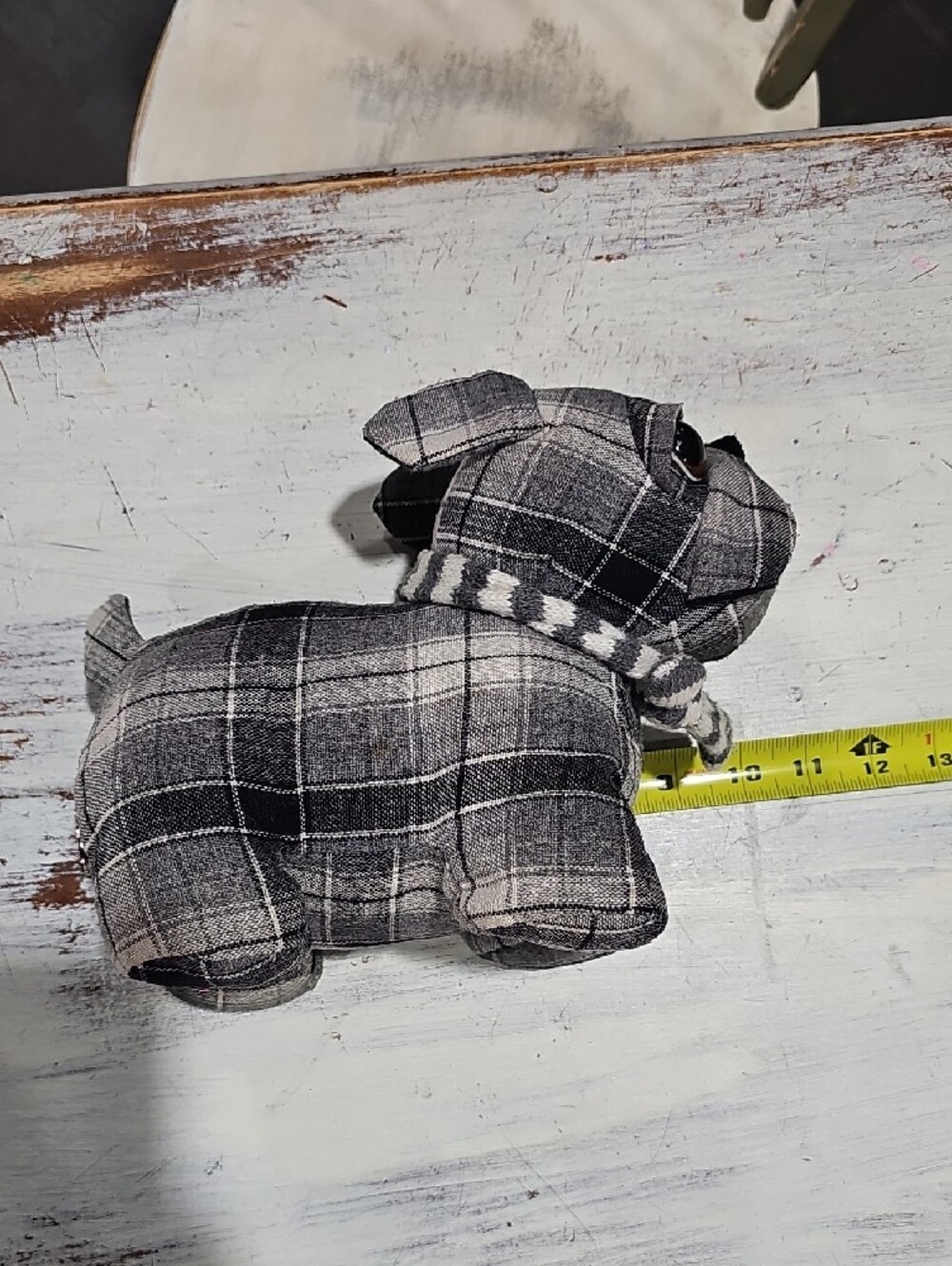 Plaid Fabric Dog Decorative Doorstop or Plush - Picture 5 of 5